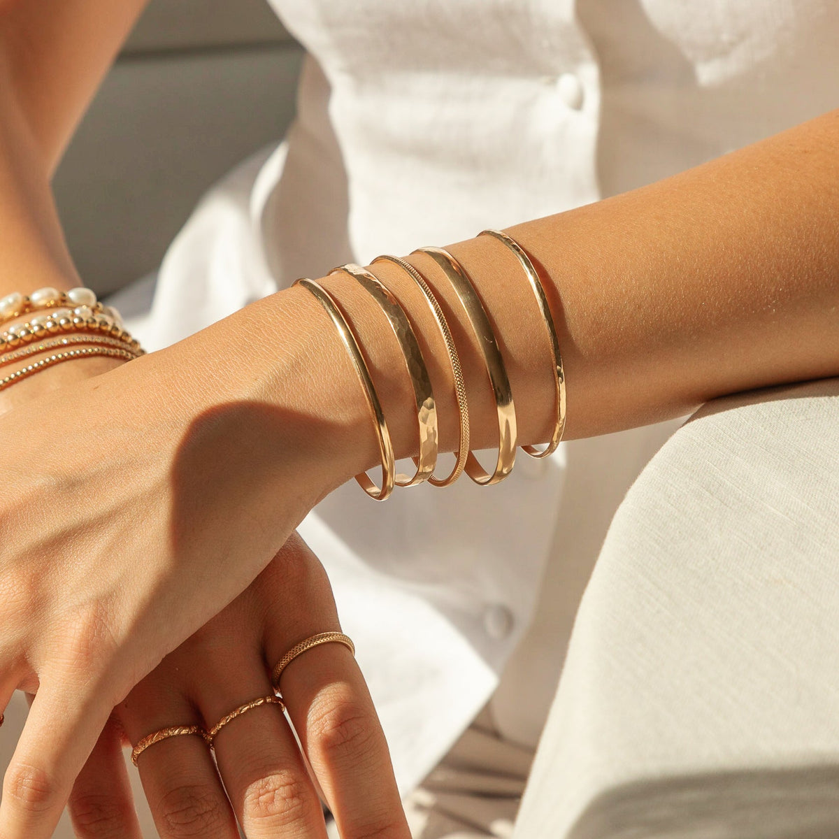 Dainty Hammered Cuff Bracelet