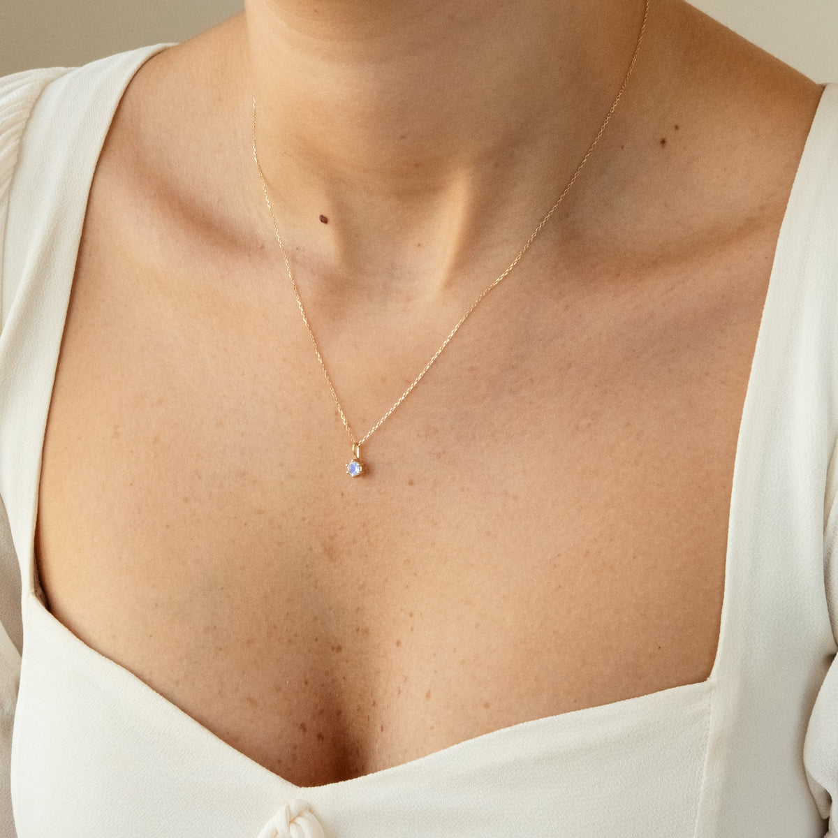 Moonstone Charm (June Birthstone) - 14k Solid Gold