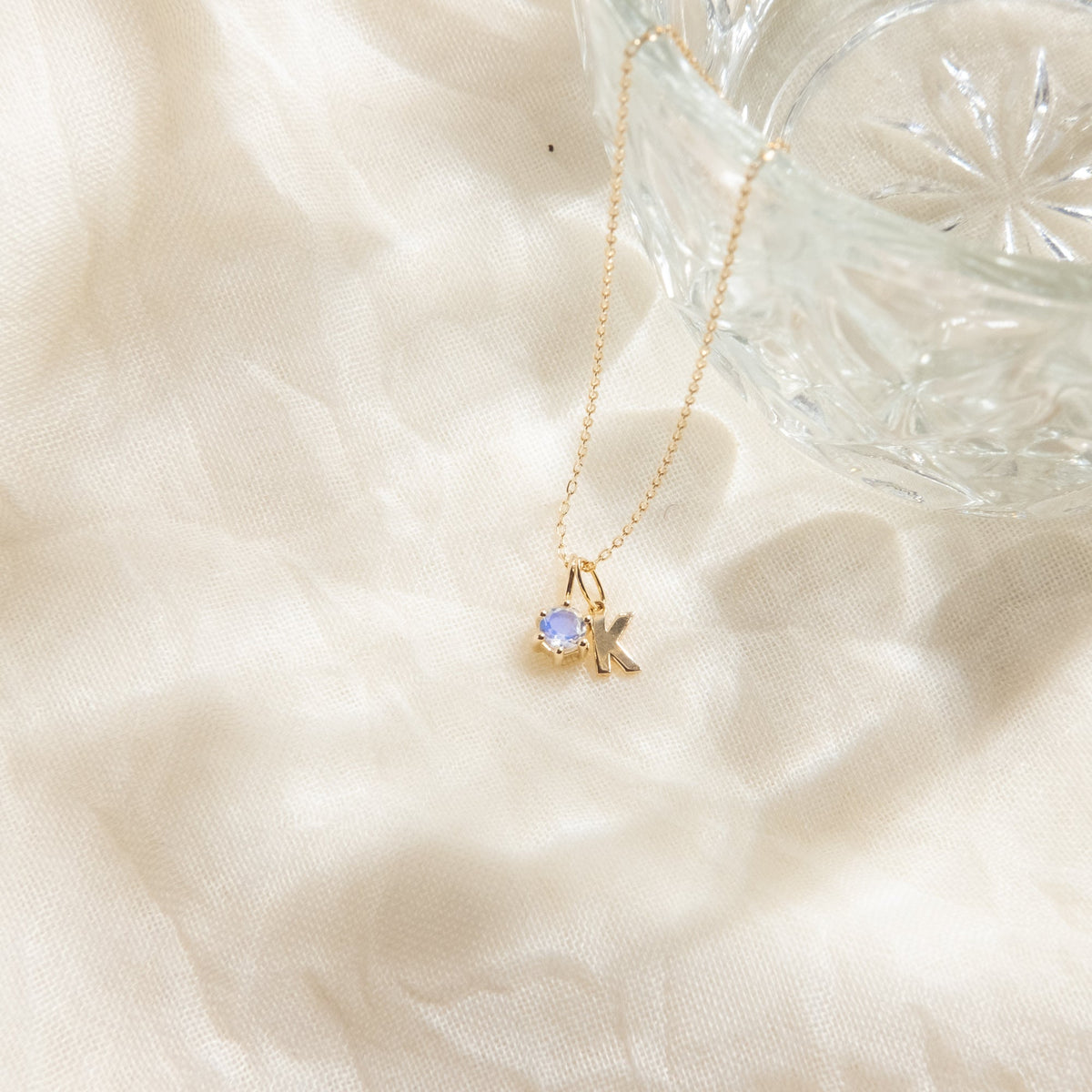 Moonstone Charm (June Birthstone) - 14k Solid Gold