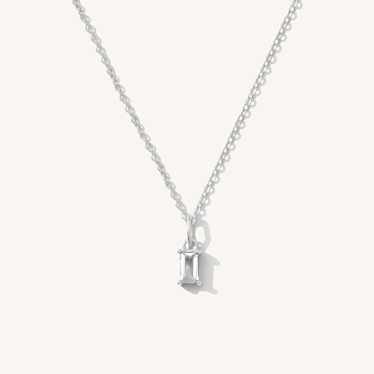 White Topaz Baguette Necklace