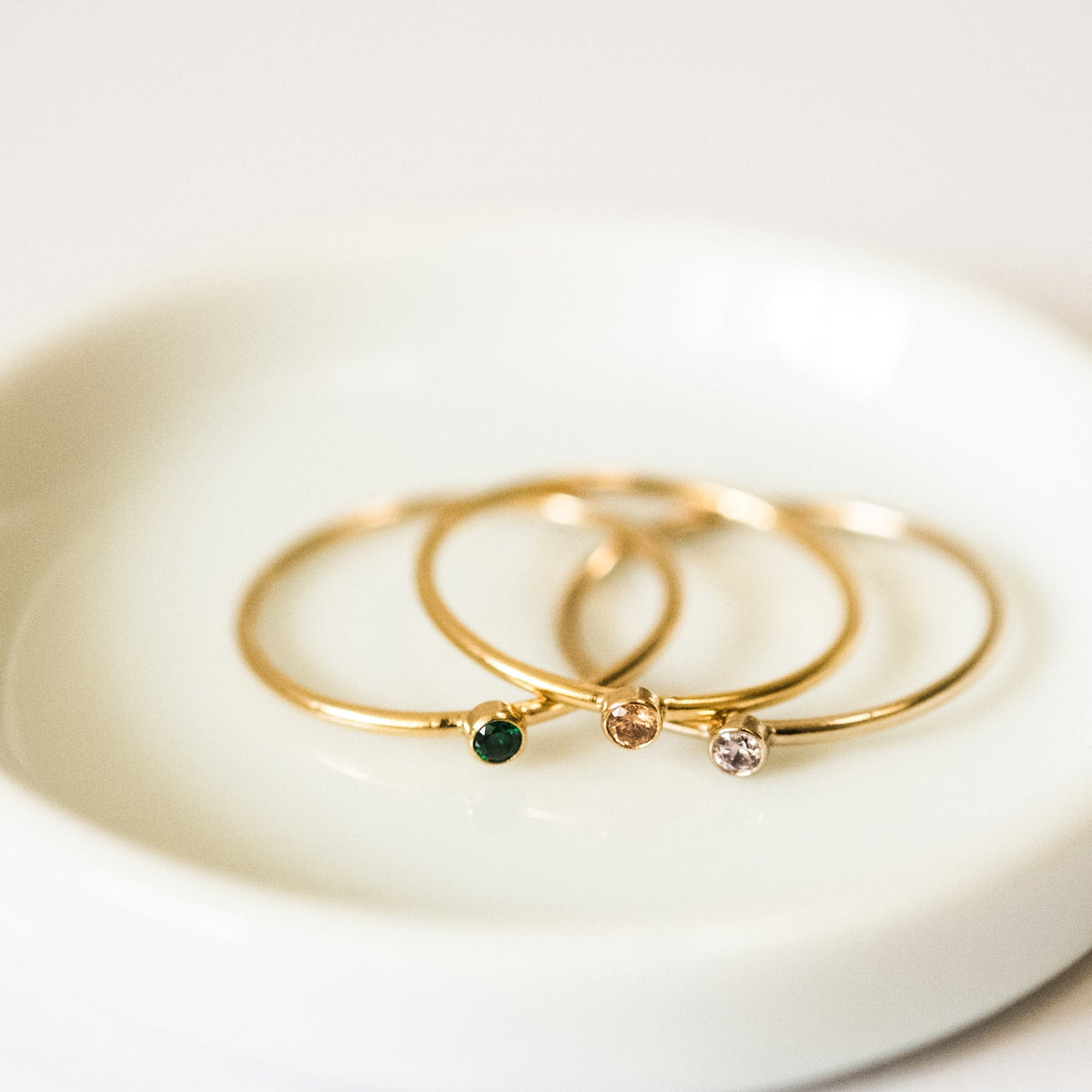 Dainty CZ Birthstone Ring