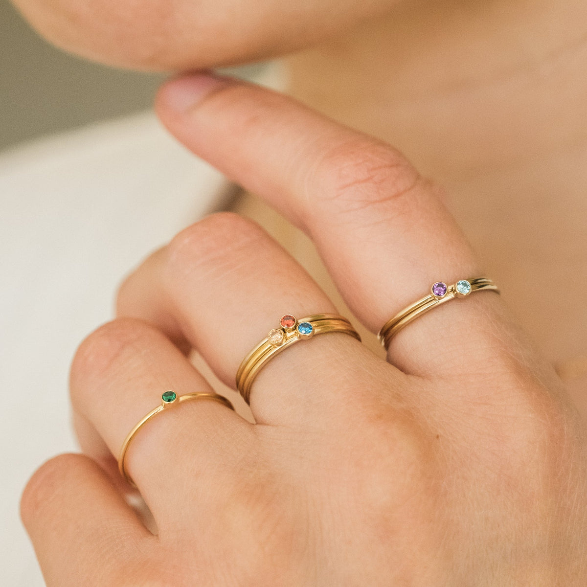 Dainty CZ Birthstone Ring