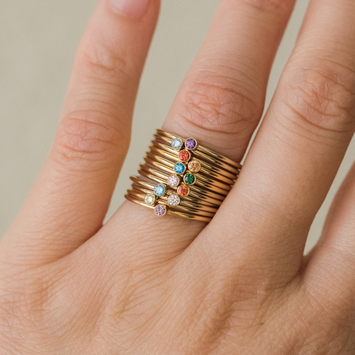 Dainty CZ Birthstone Ring