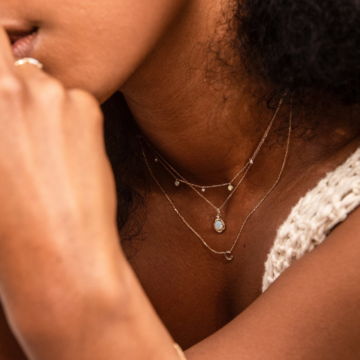 Opal Pebble Necklace - Reversible