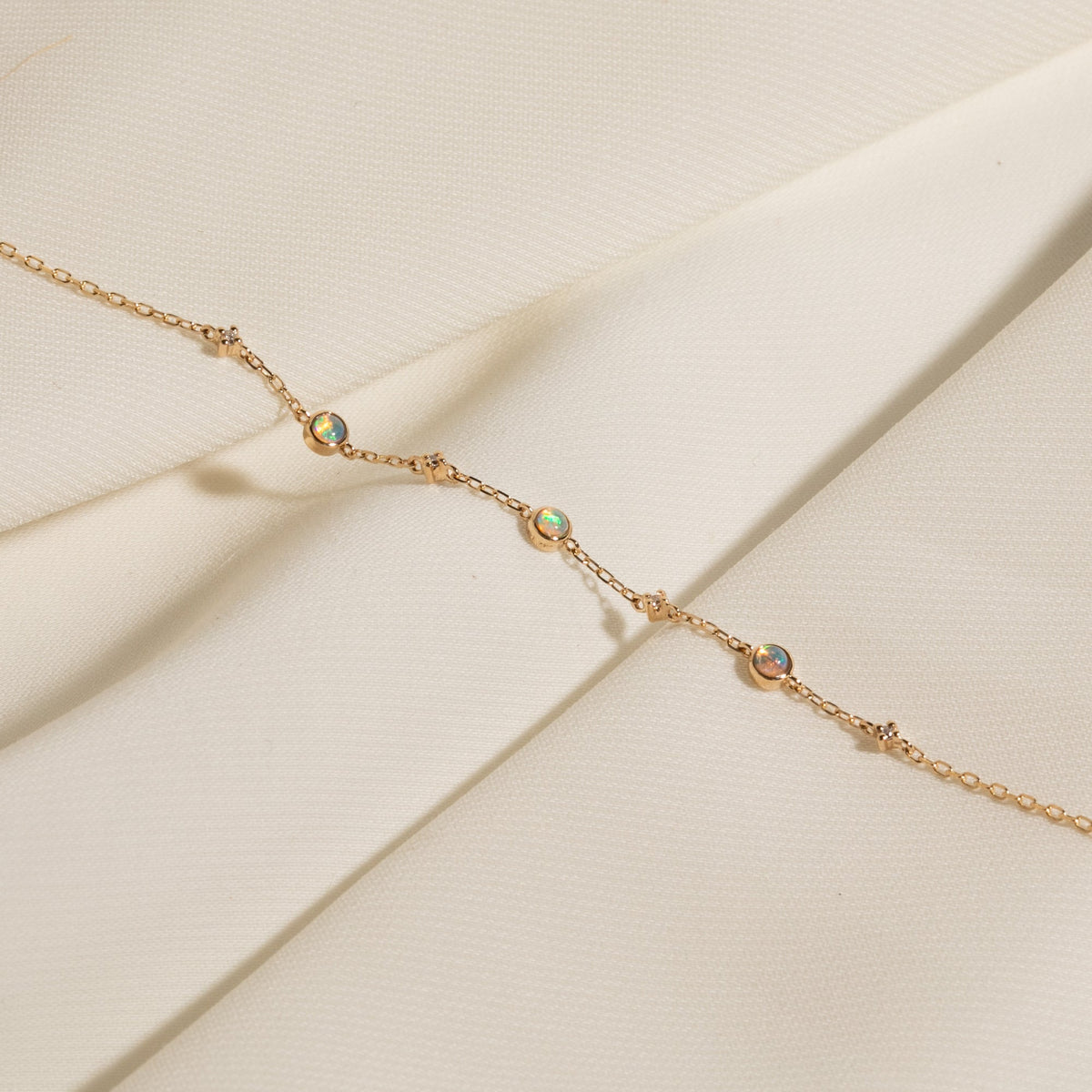 Opal + Diamond Station Bracelet - Reversible