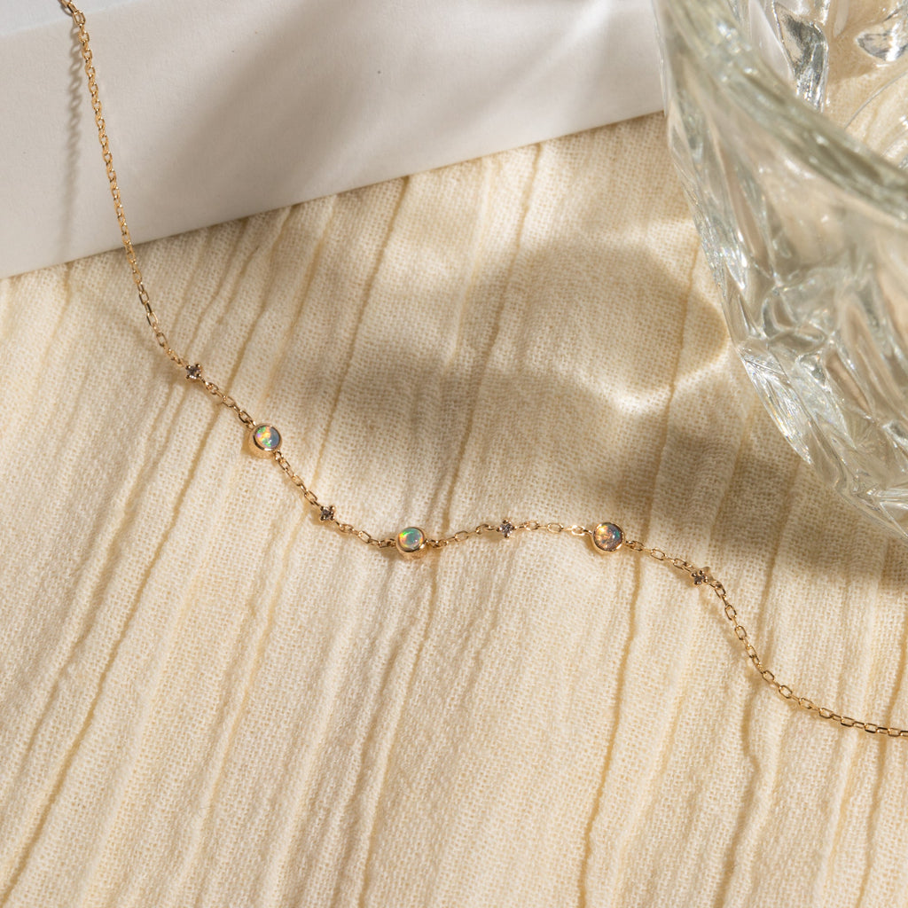 Opal + Diamond Station Bracelet - Reversible