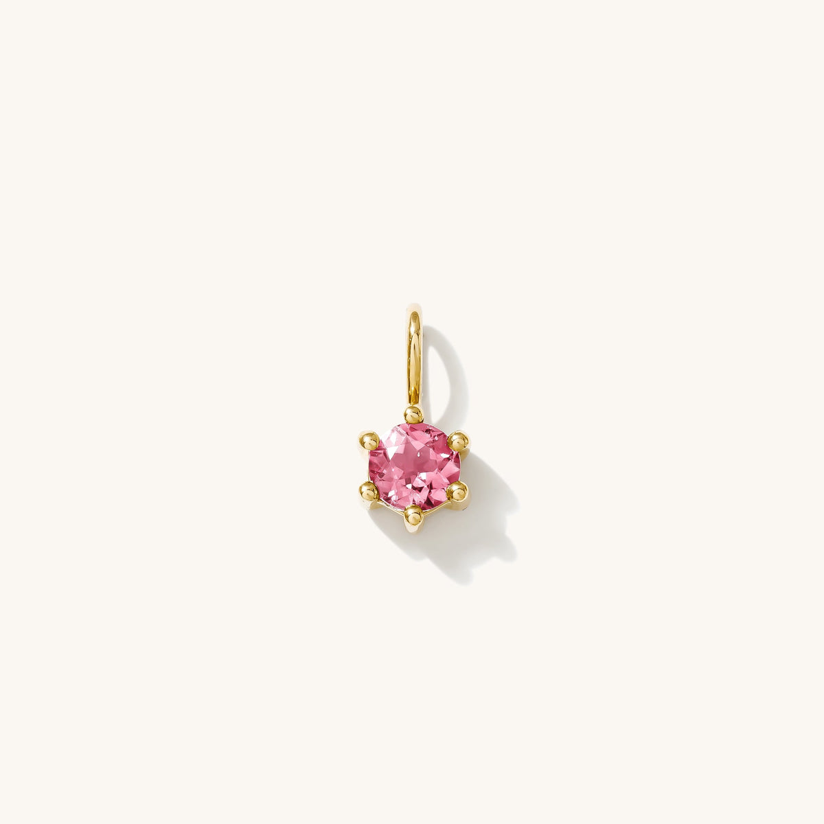 Pink Tourmaline Charm (October Birthstone) - 14k Solid Gold