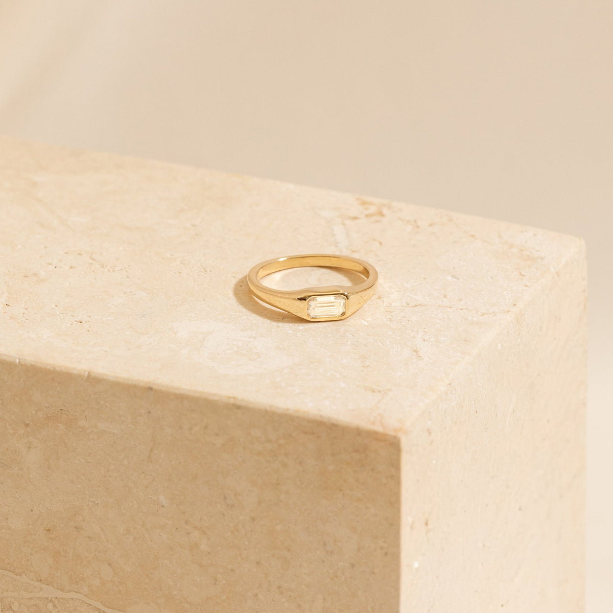 Moissanite Signet Pinky Ring