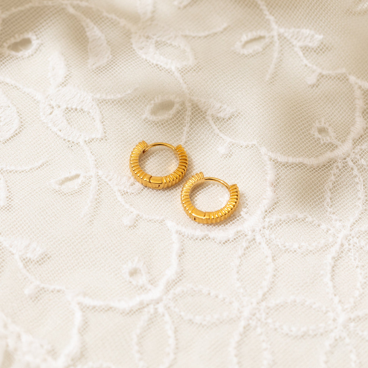Ribbed Huggie Hoop Earrings