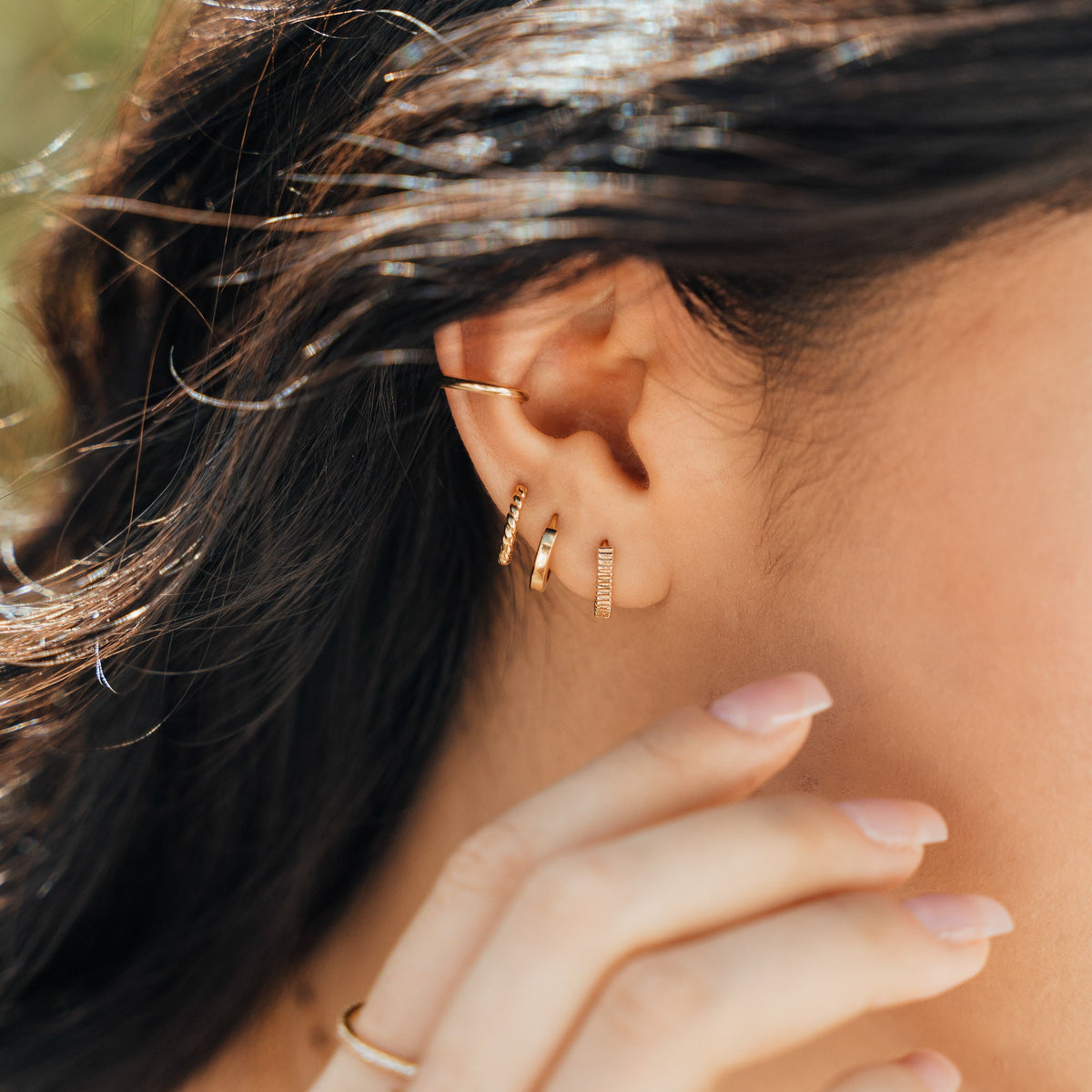 Ribbed Huggie Hoop Earrings