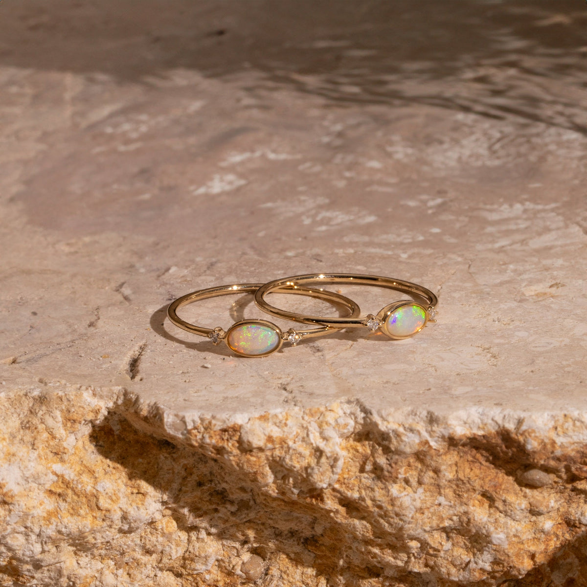 Oval Opal + Diamond Ring