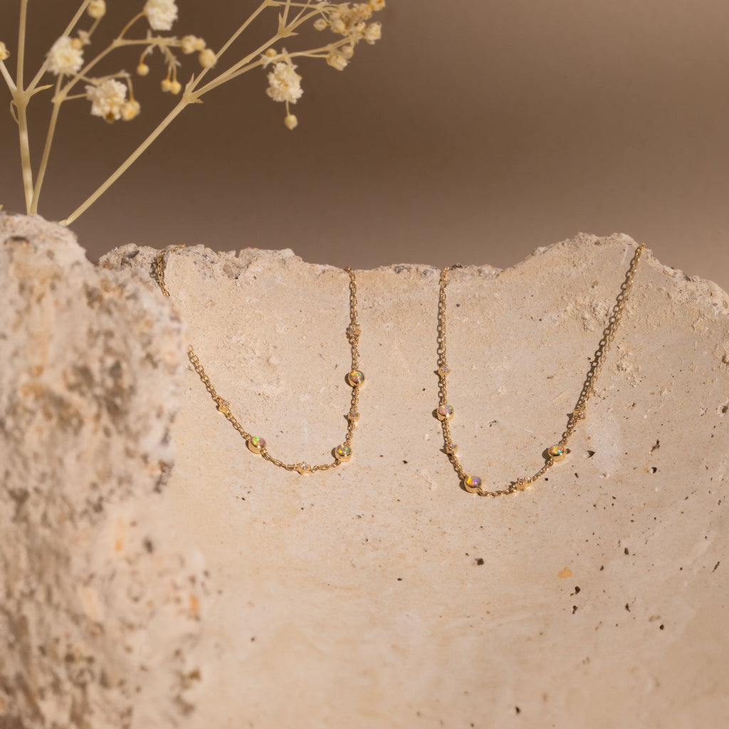 Opal + Diamond Station Bracelet - Reversible
