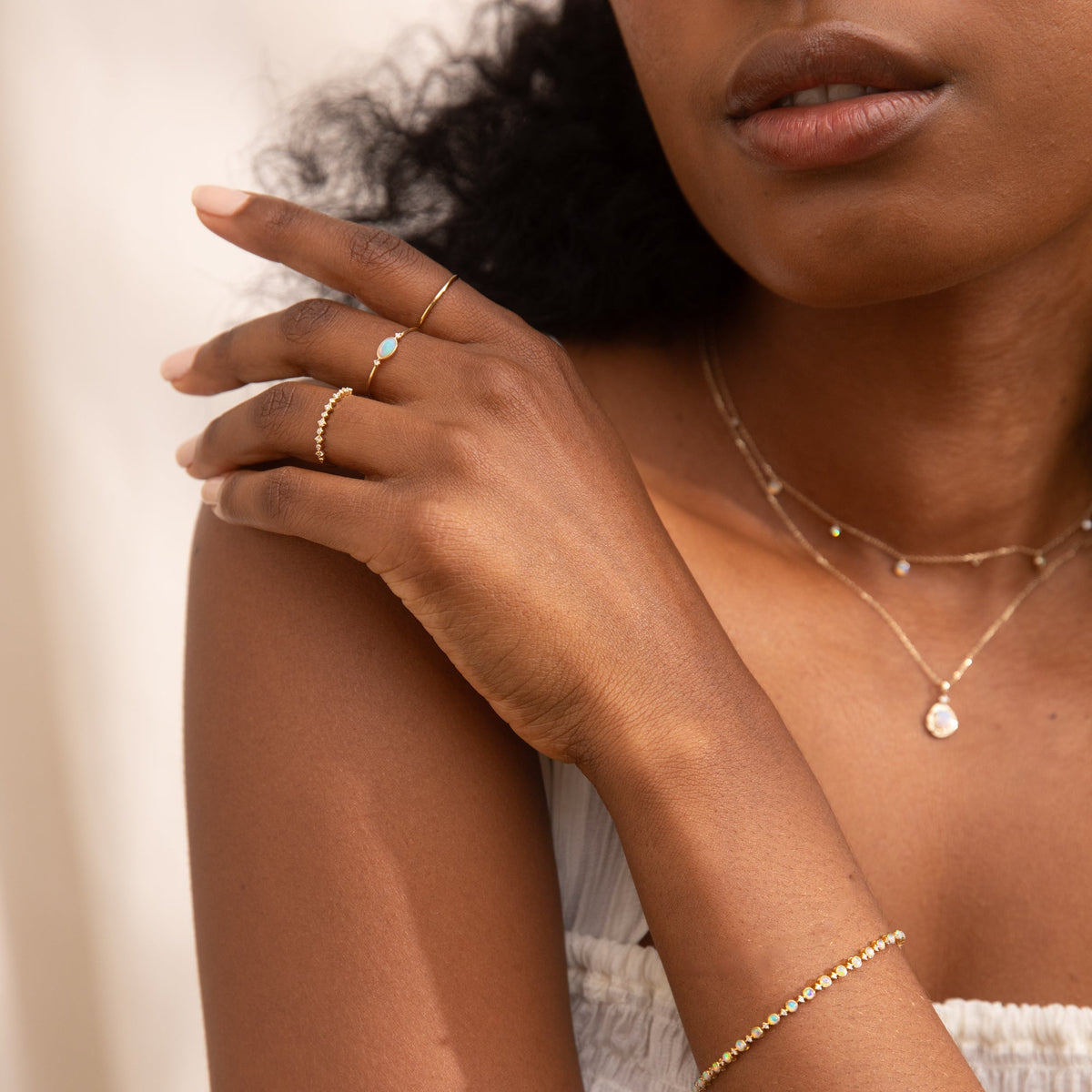 Oval Opal + Diamond Ring