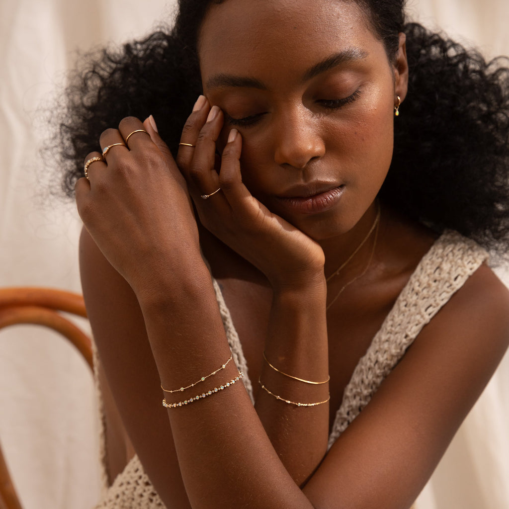 Opal + Diamond Station Bracelet - Reversible