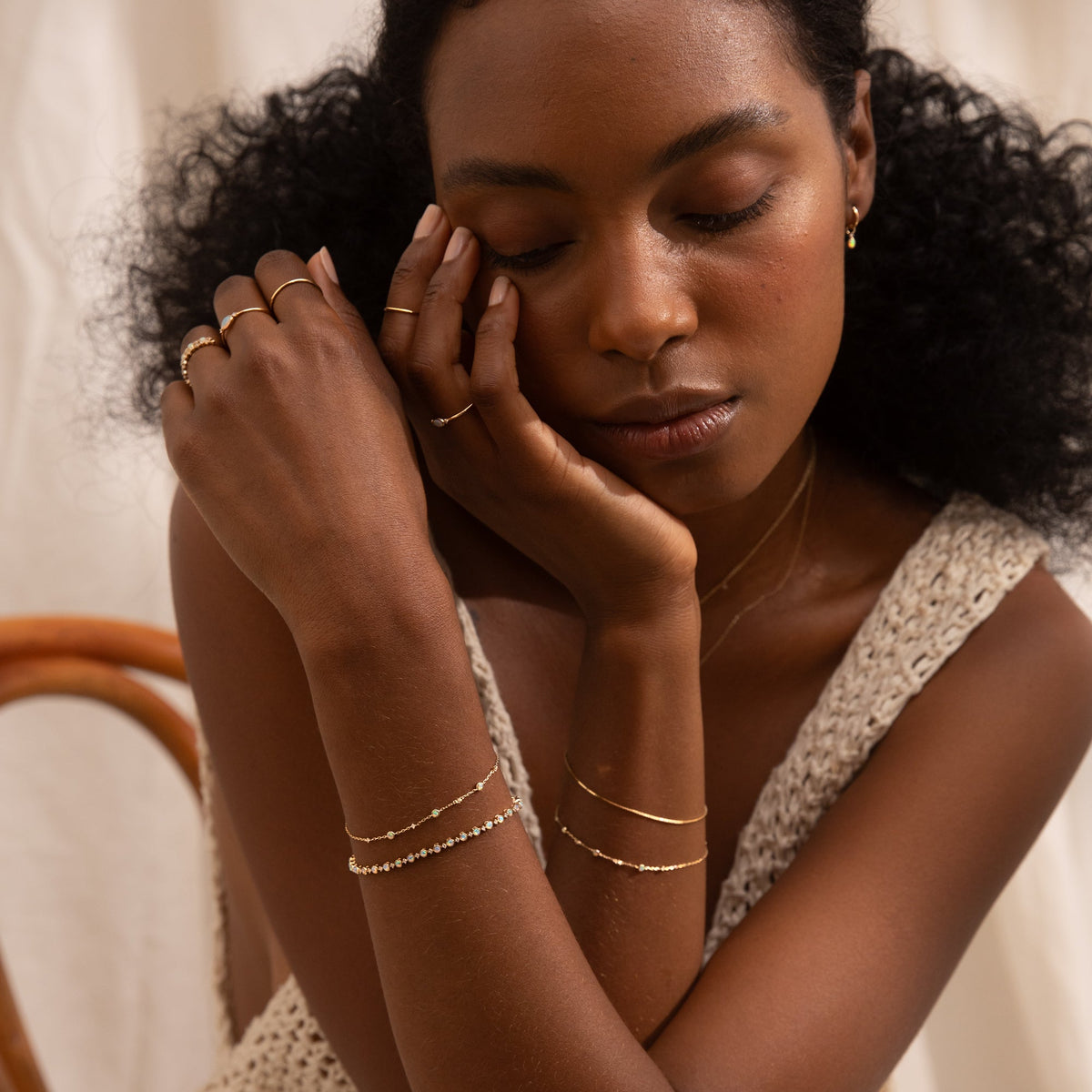Opal + Diamond Station Bracelet - Reversible