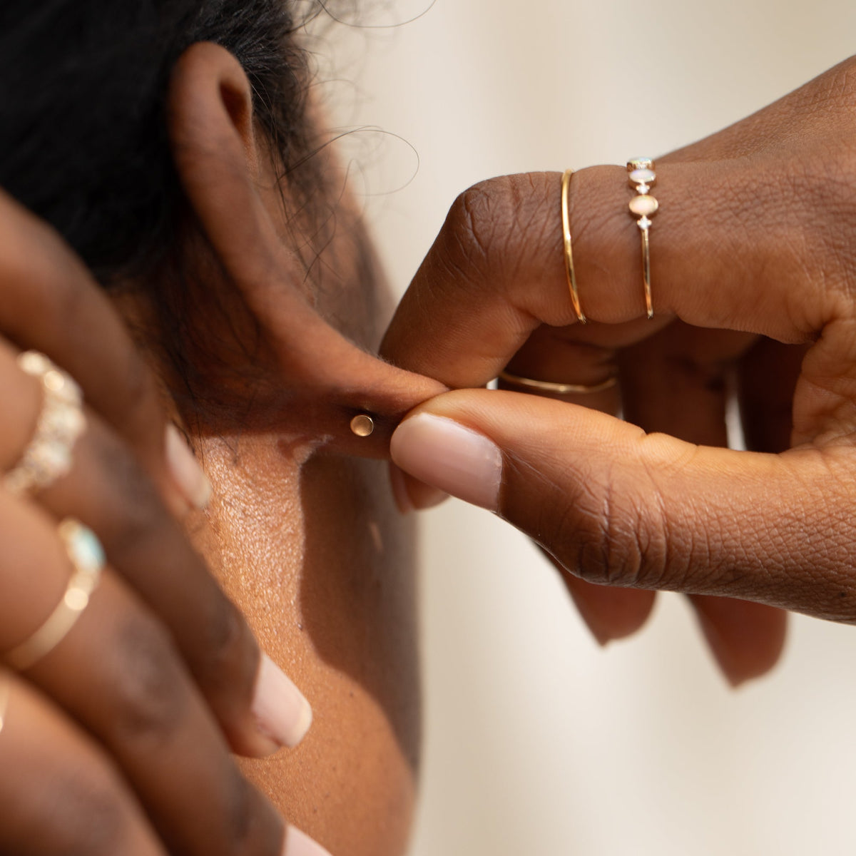 Dainty Opal + Diamond Flat Back Stud Earring