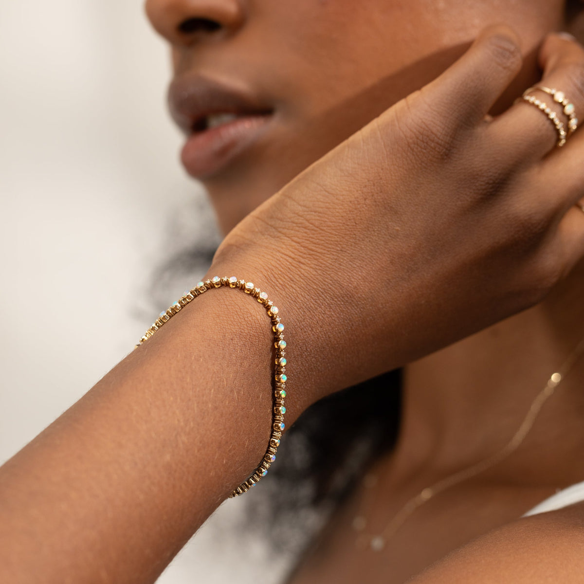 Opal + Diamond Tennis Bracelet