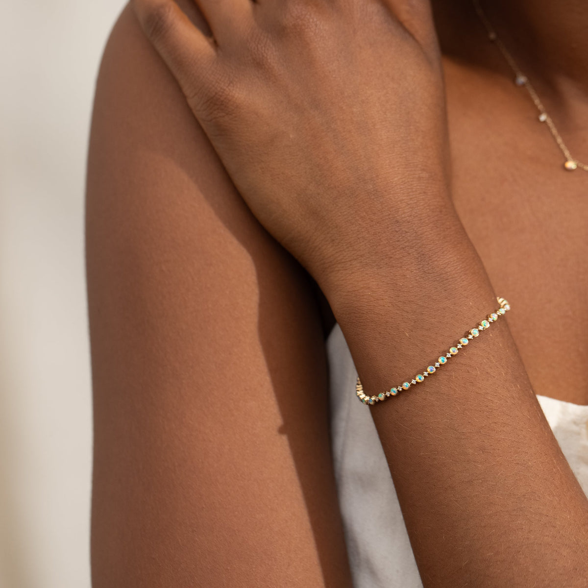 Opal + Diamond Tennis Bracelet