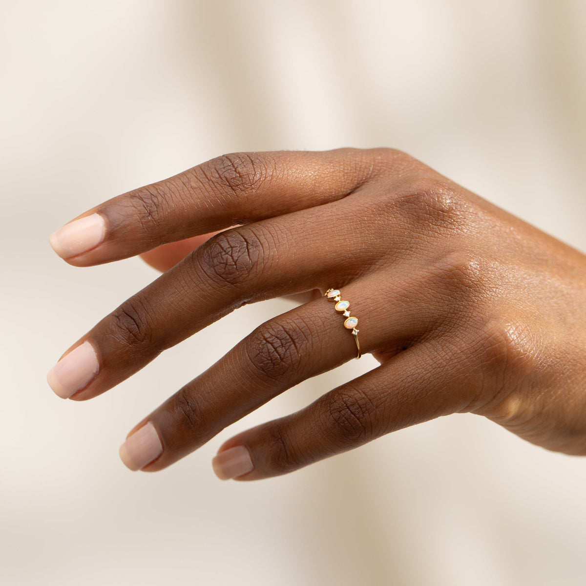 Triple Opal + Diamond Ring