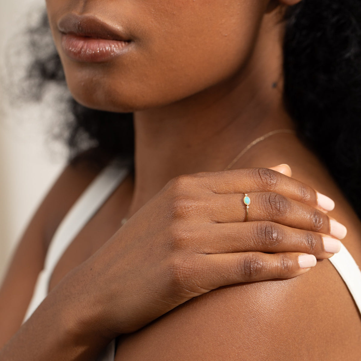 Oval Opal + Diamond Ring