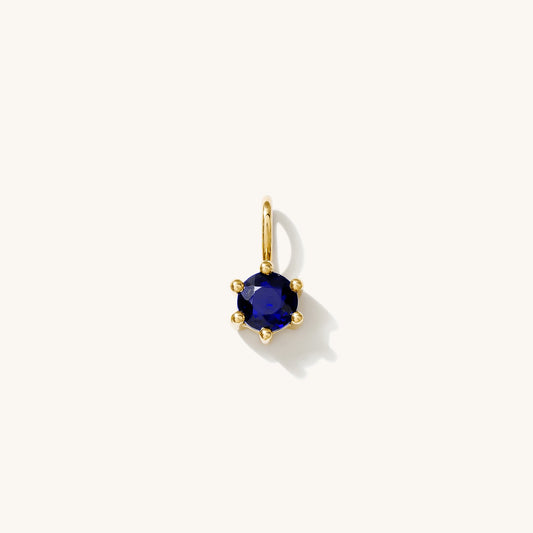 Sapphire Charm (September Birthstone) - 14k Solid Gold