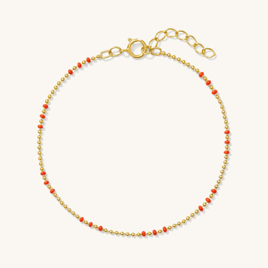 Red Enamel Ball Chain Bracelet