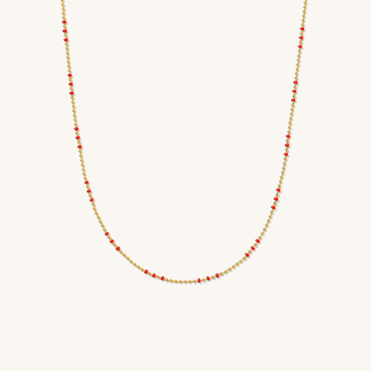 Red Enamel Ball Chain Necklace