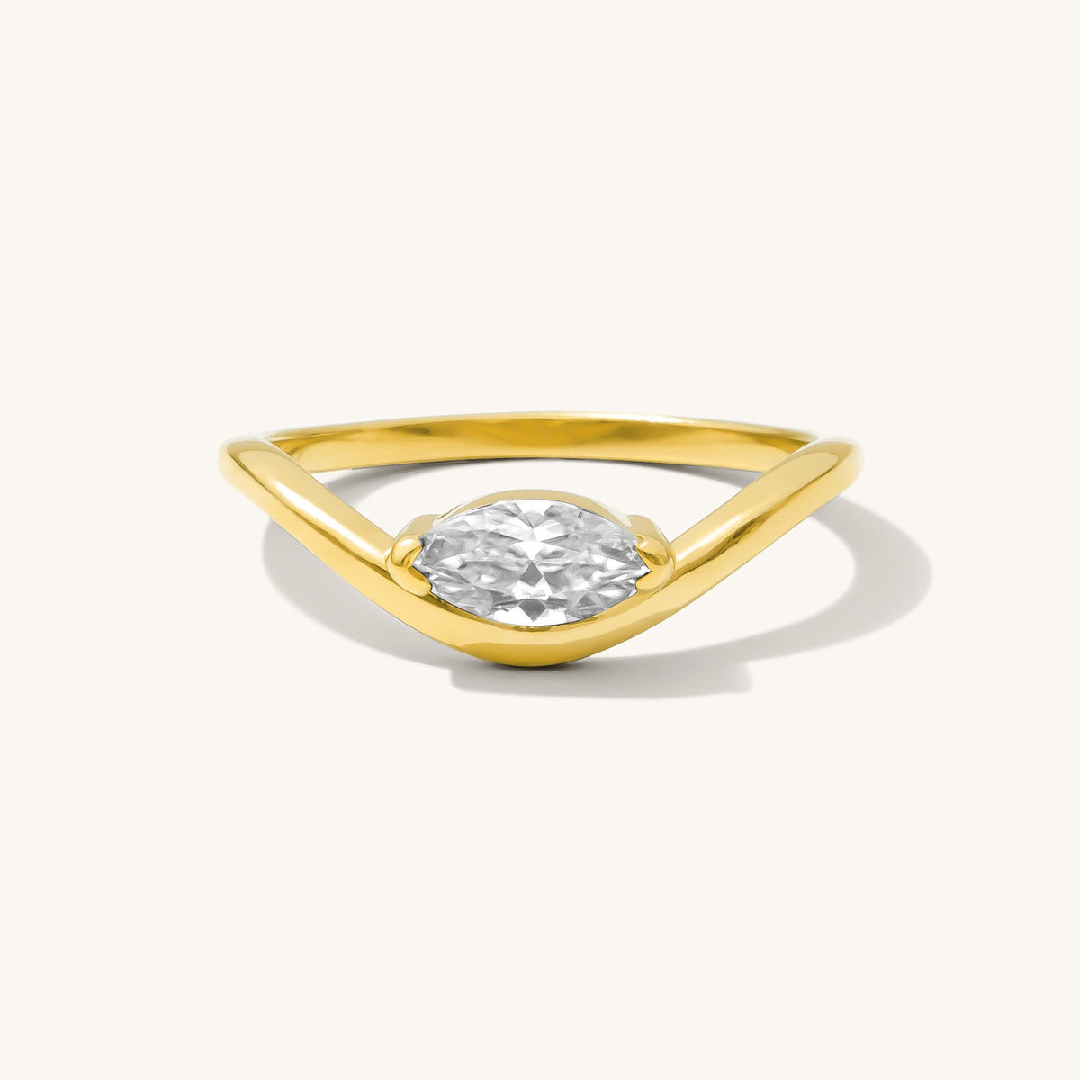 Curved Marquise Moissanite Pinky Ring
