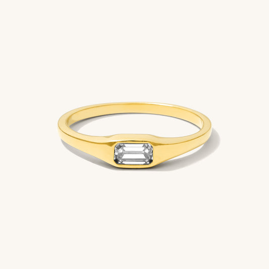 Moissanite Signet Pinky Ring