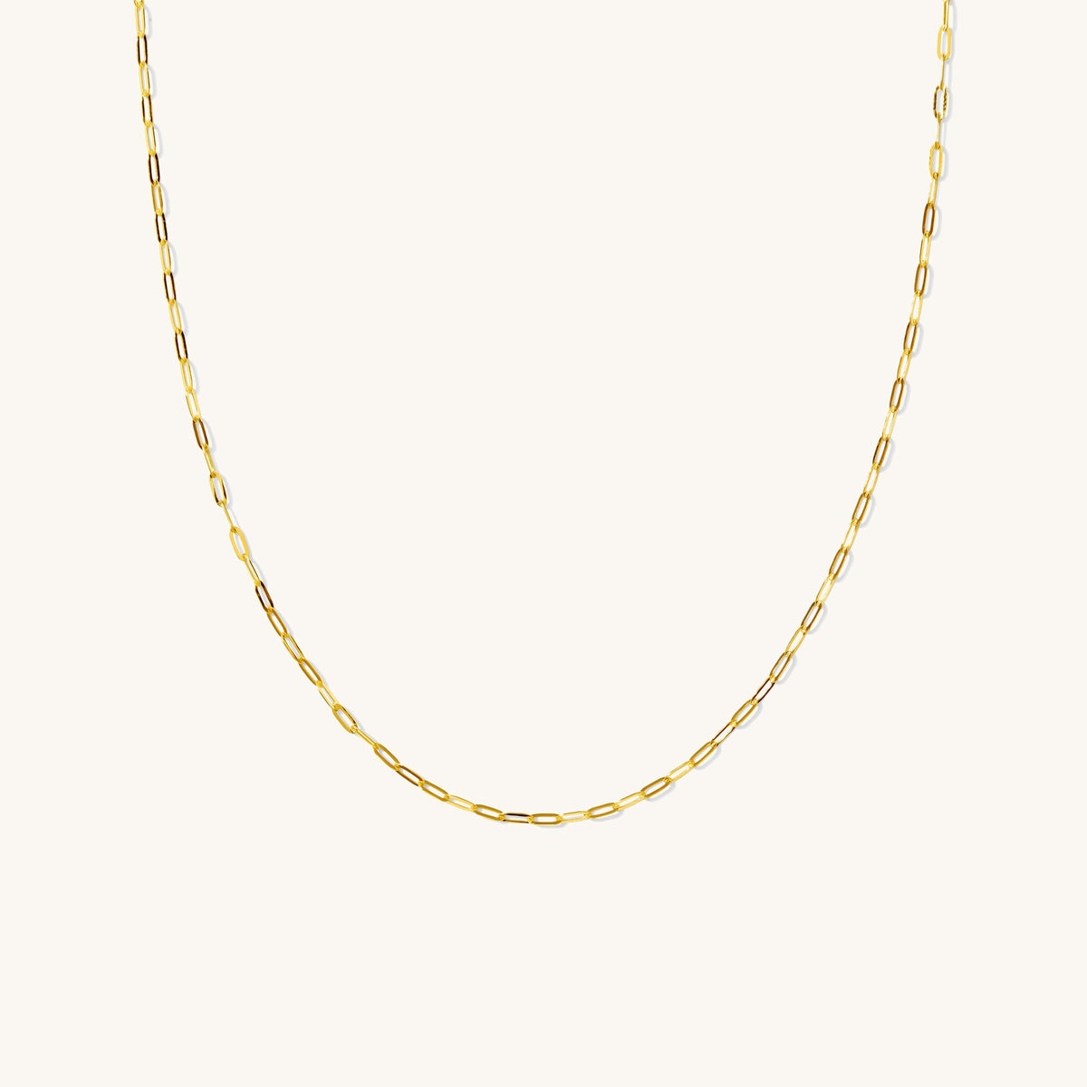 Dainty Paperclip Chain Necklace - 14k Solid Gold