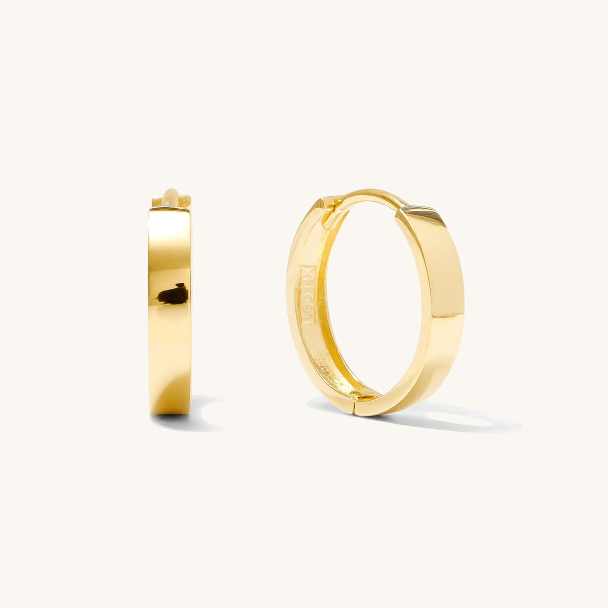 Modern Huggie Hoop Earrings - 14k Solid Gold