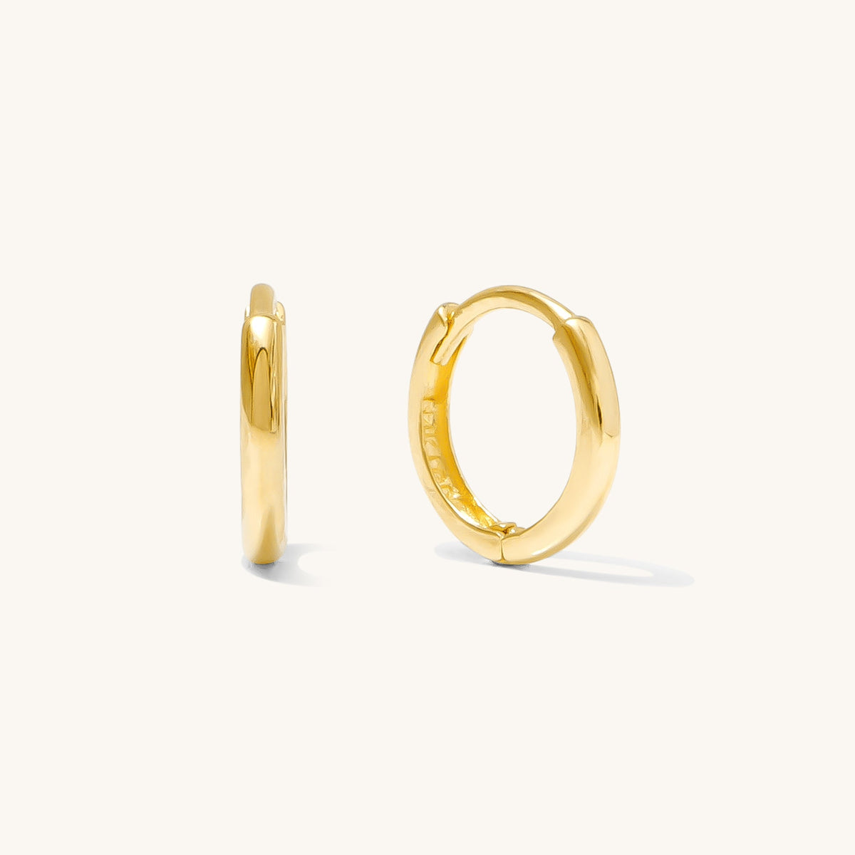 Tiny Huggie Hoop Earrings - 14k Solid Gold