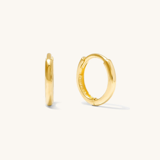 Tiny Huggie Hoop Earrings - 14k Solid Gold