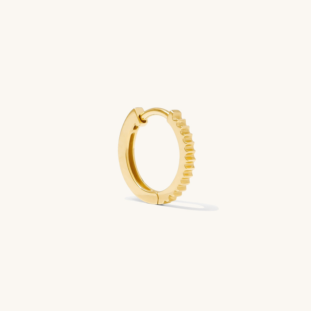 Ribbed Huggie Hoop Earrings - 14k Solid Gold