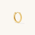 Ribbed Huggie Hoop Earrings - 14k Solid Gold
