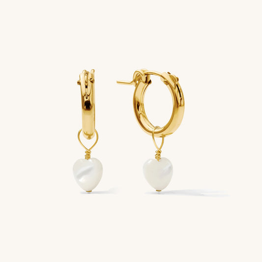 Pearl Heart Hoop Earrings