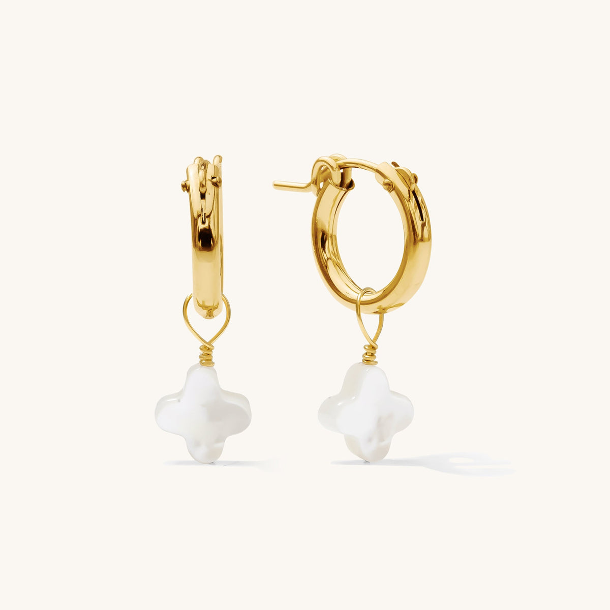 Pearl Clover Hoop Earrings