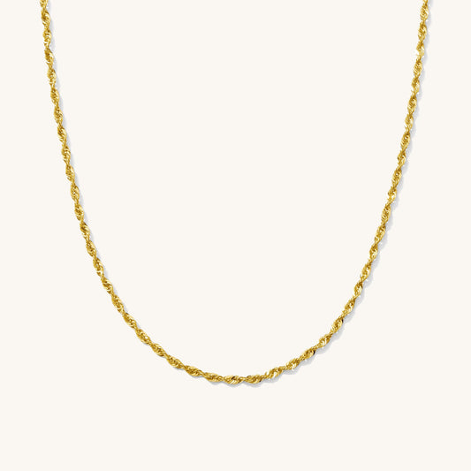 French Rope Necklace - 14k Solid Gold