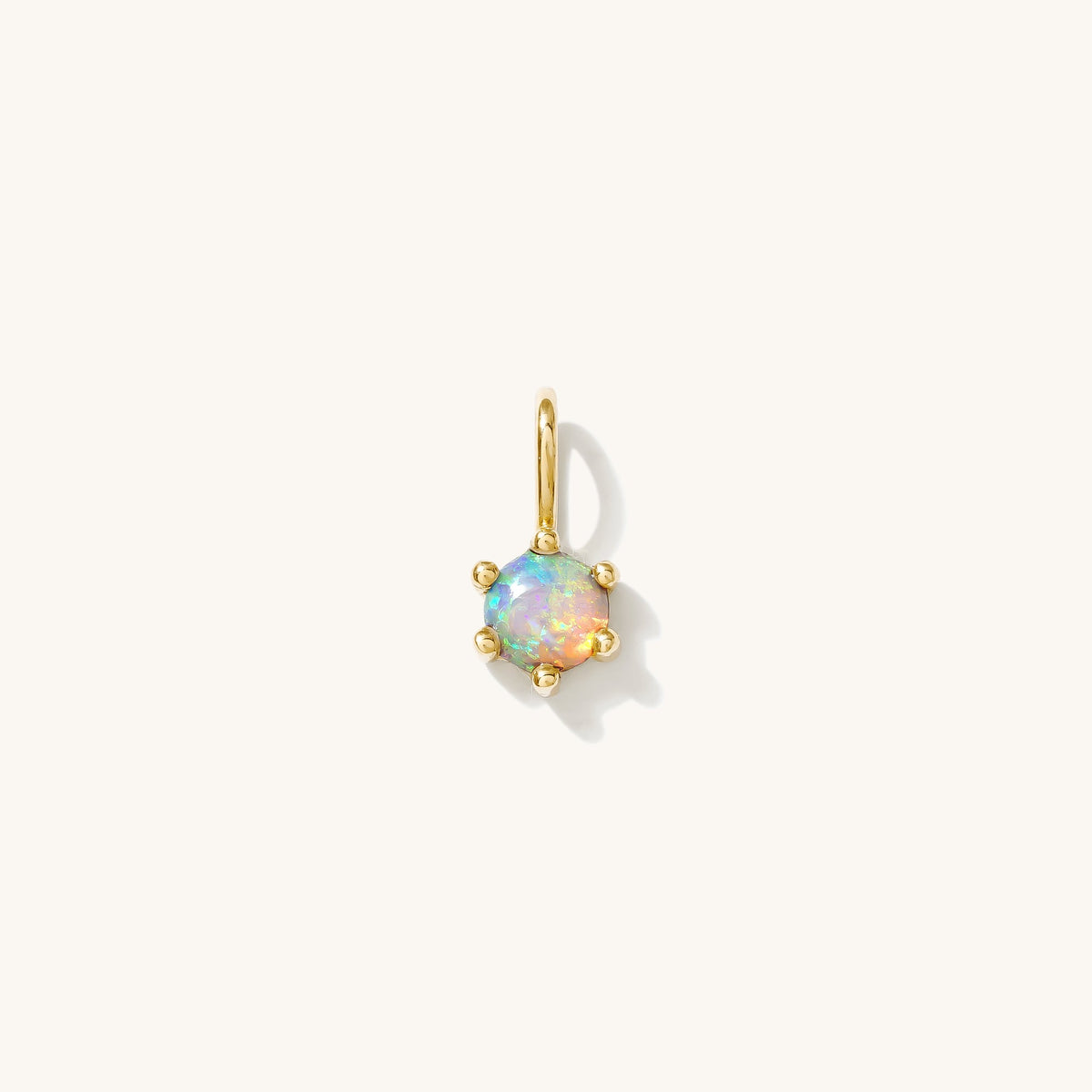 Australian Opal Charm (October Birthstone) - 14k Solid Gold