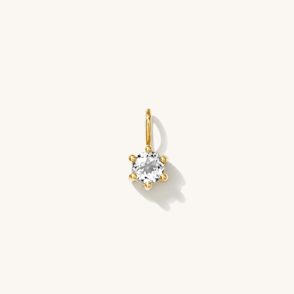 White Topaz Charm (April Birthstone) - 14k Solid Gold