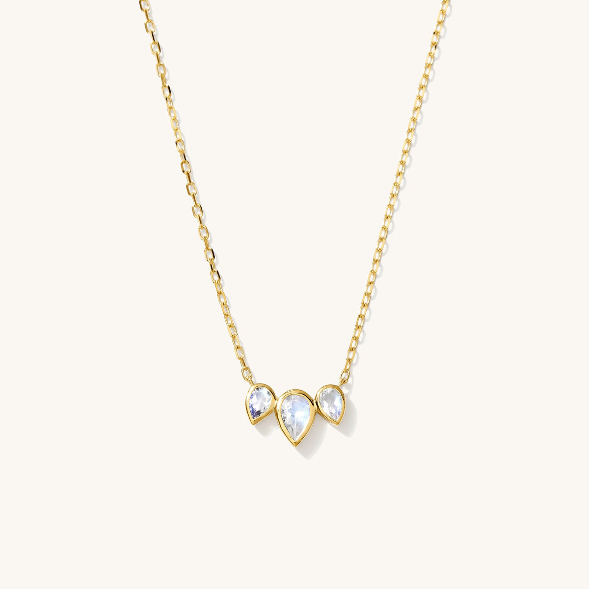 Triple Teardrop Moonstone Necklace