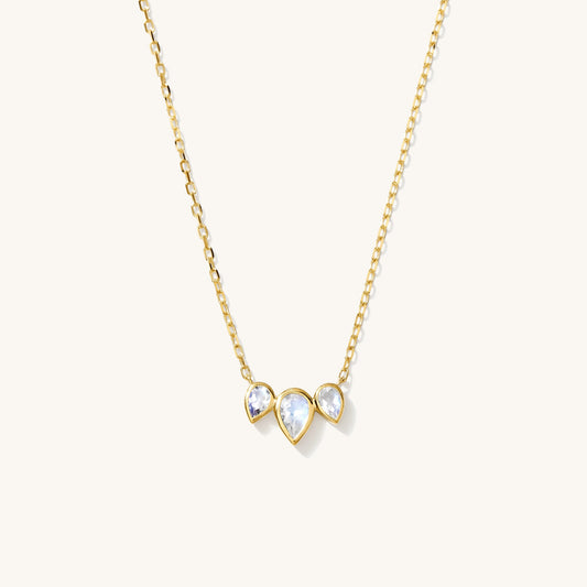Triple Teardrop Moonstone Necklace