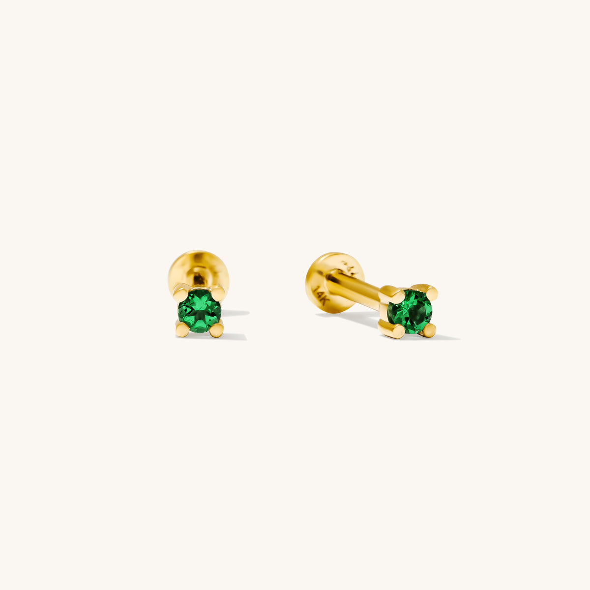 Emerald Flat Back Stud Earring