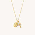 Tiny Virgin Mary & Cross Necklace