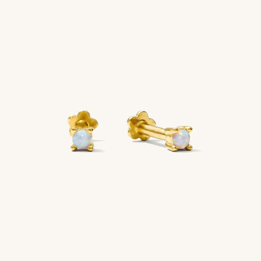Dainty Opal Flat Back Stud Earring
