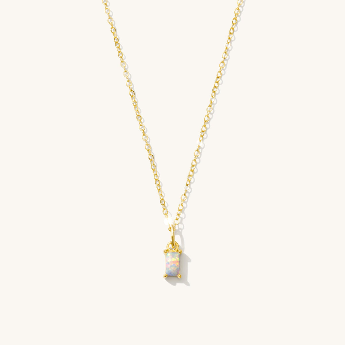 Dainty Opal Baguette Necklace