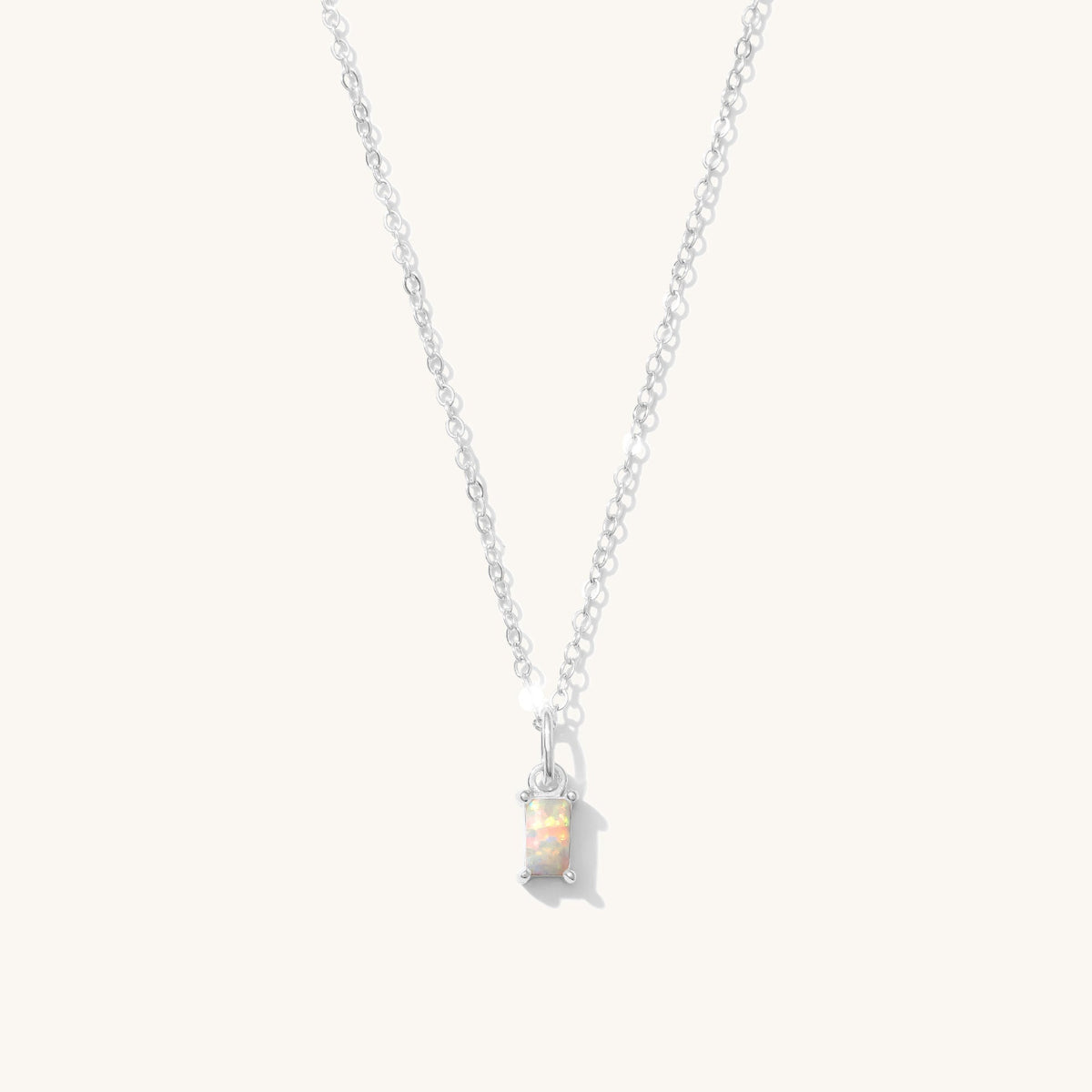 Dainty Opal Baguette Necklace