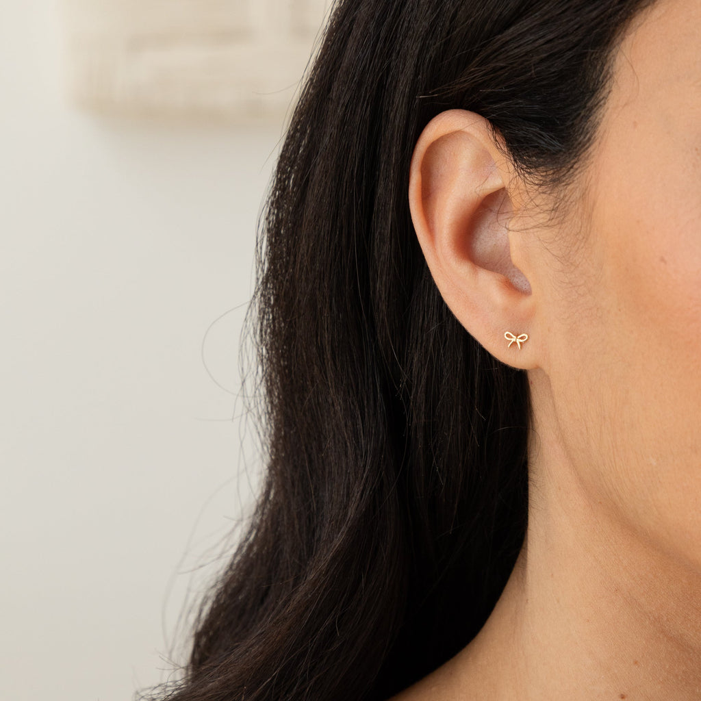 Tiny Bow Stud Earrings