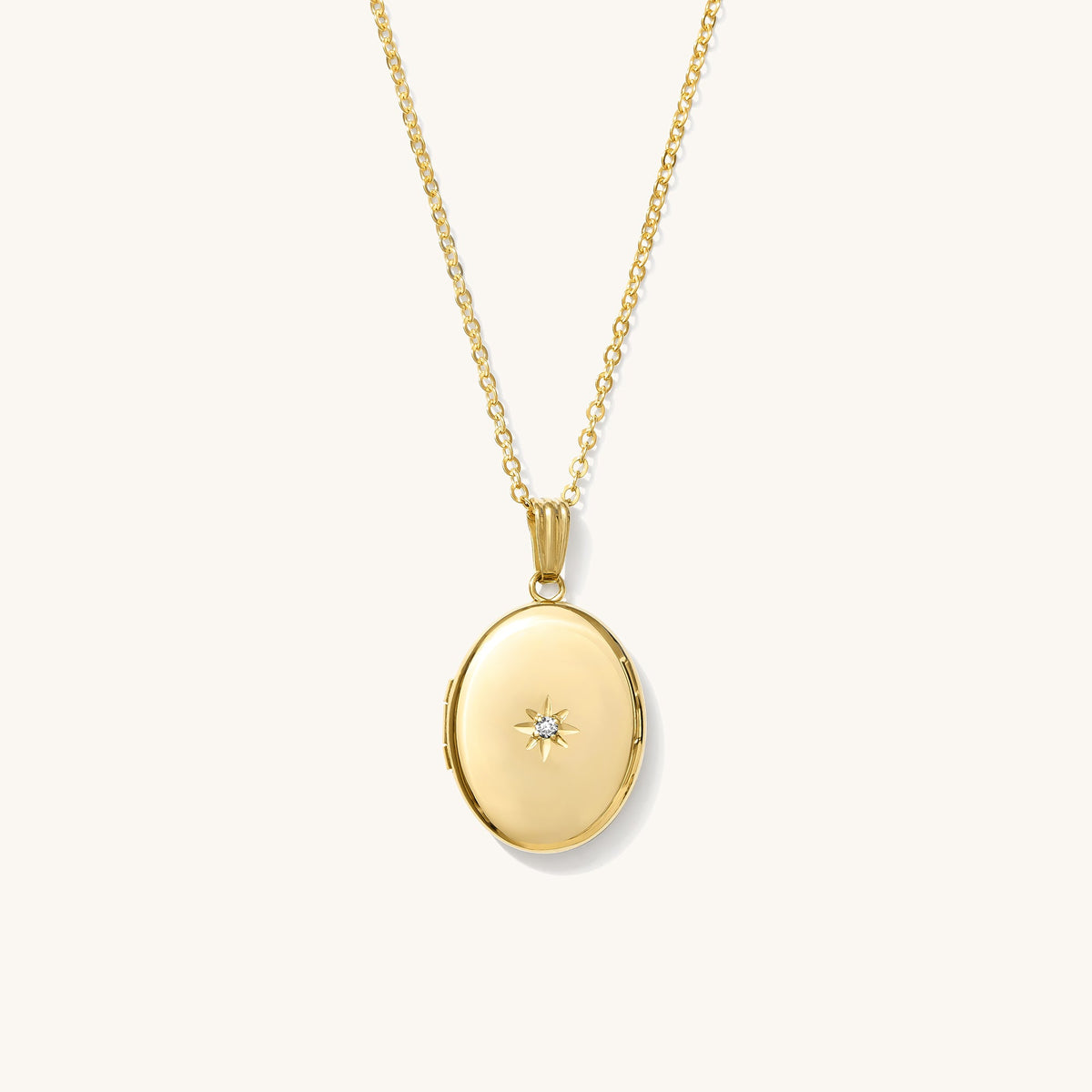 Oval Diamond Starburst Locket Necklace