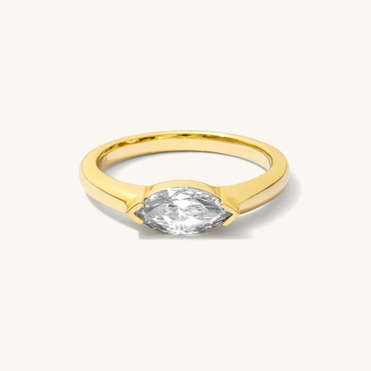 Marquise Diamond Pinky Ring - 14k Solid Gold